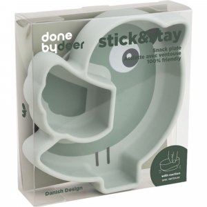 Assiette silicone avec ventouse birdee vert Done by deer