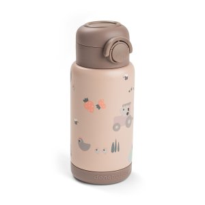 Gourde à paille isotherme tiny farm rose 340 ml Done by deer