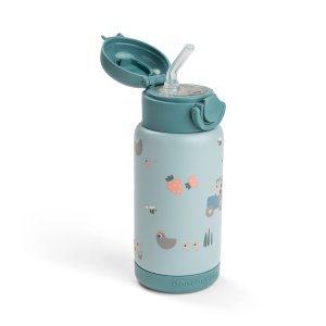 Gourde à paille isotherme tiny farm bleu 340 ml Done by deer