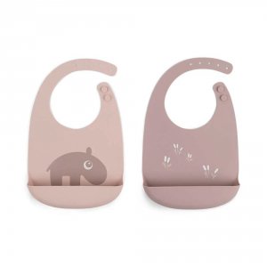 Lot de 2 bavoirs récupérateurs en silicone deer friends Done by deer
