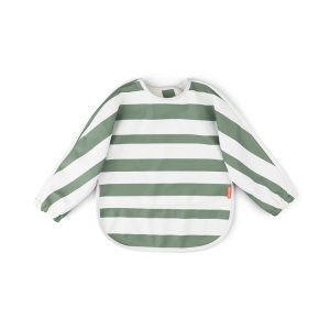 Bavoir à manches avec poche stripes vert Done by deer