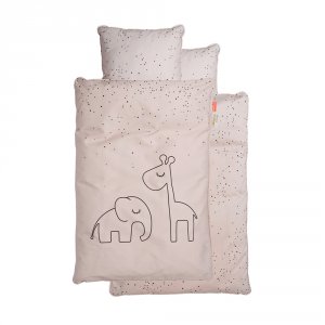Housse de couette et taie dreamy dots rose poudré