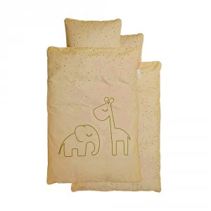 Housse de couette et taie dreamy dots moutarde