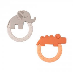 Lot de 2 anneaux de dentition deer friends papaye/sable Done by deer