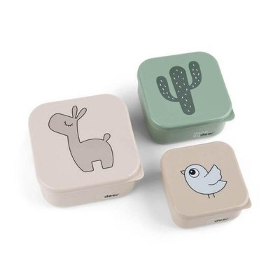Lot de 3 boites à goûter deer friends lalee sable mixte