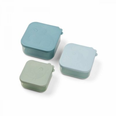 Lot de 3 boites à goûter deer friends bleu