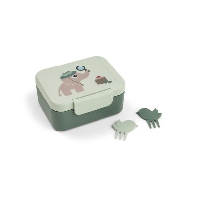 Boîte à goûter avec piques snack tiny trails vert