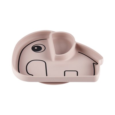 Assiette antidérapante en silicone elphee rose poudré