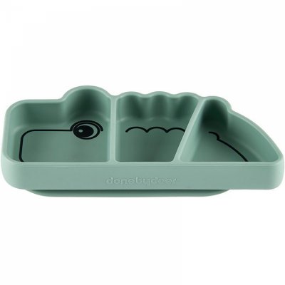 Assiette antidérapante en silicone croco green