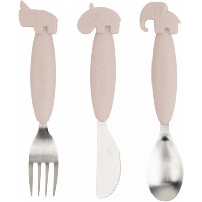 Lot de 3 couverts 3 easy-grip deer friends rose