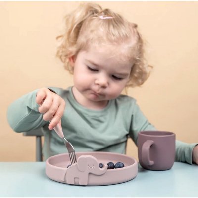 Lot de 3 couverts 3 easy-grip deer friends rose