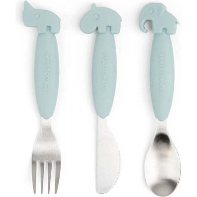 Lot de 3 couverts 3 easy-grip deer friends bleu