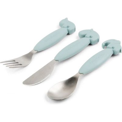 Lot de 3 couverts 3 easy-grip deer friends bleu