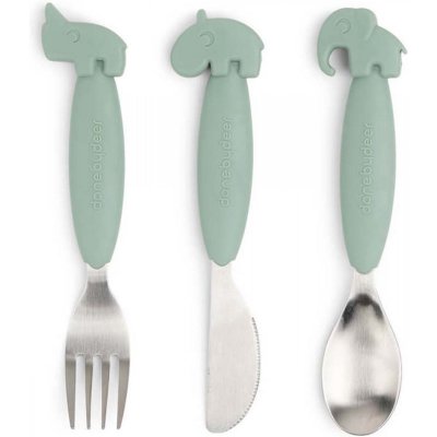 Lot de 3 couverts 3 easy-grip deer friends vert