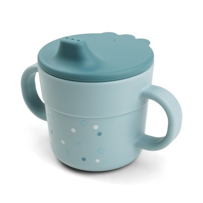 Tasse d'apprentissage happy dots bleu