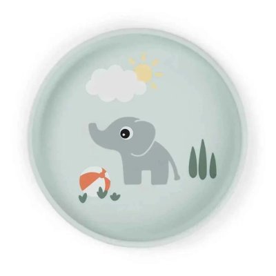 Assiette stick & stay en silicone playground bleu
