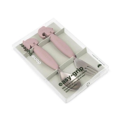 Set de 2 couverts easy-grip deer friends rose