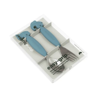 Set de 2 couverts easy-grip deer friends bleu