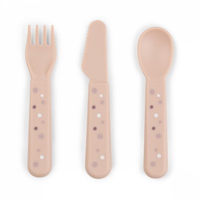 Set de 3 couverts foodie happy dots rose