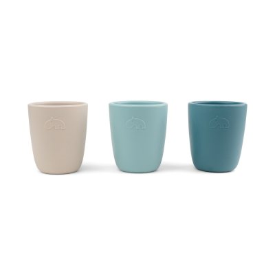 Lot de 3 gobelets en silicone bleu mixte