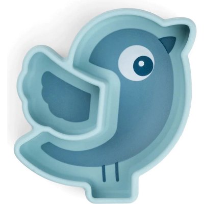 Assiette silicone avec ventouse birdee bleu