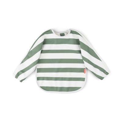 Bavoir à manches avec poche stripes vert