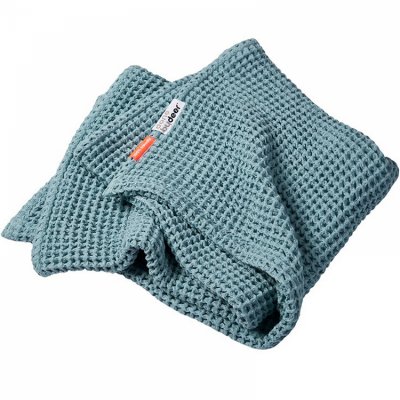 DONE BY DEER Couverture bébé nid d'abeille bleue 80 x 100 cm