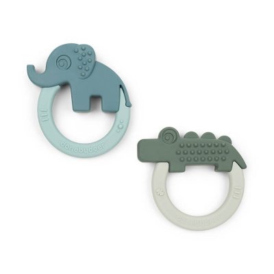 Lot de 2 anneaux de dentition en silicone deer friends green/blue