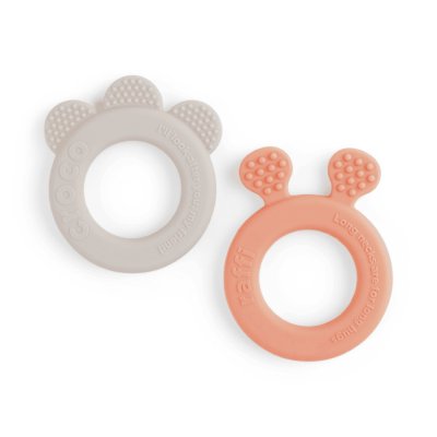 Lot de 2 anneaux de dentition deer friends sable/corail