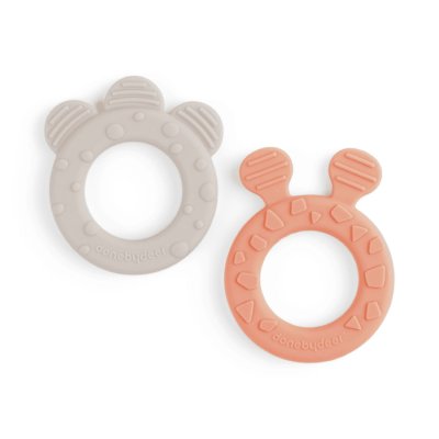 Lot de 2 anneaux de dentition deer friends sable/corail