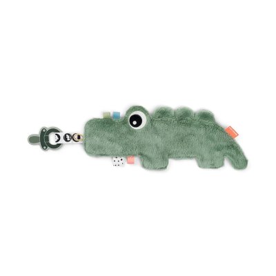 Doudou attache-sucette croco vert