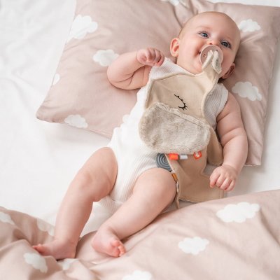Doudou attache-sucette elphee sable