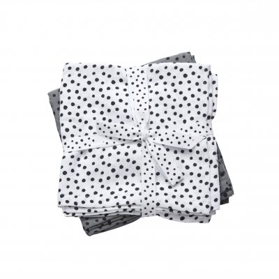 DONE BY DEER Lot de 2 petits langes happy dots gris