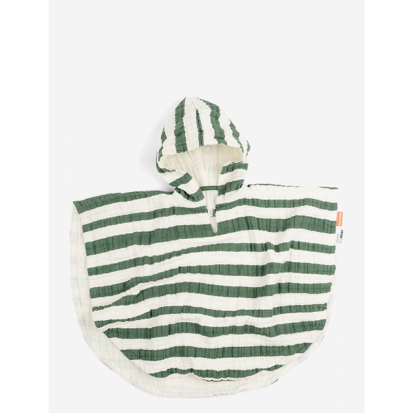 Poncho de bain gots stripes vert Done by deer