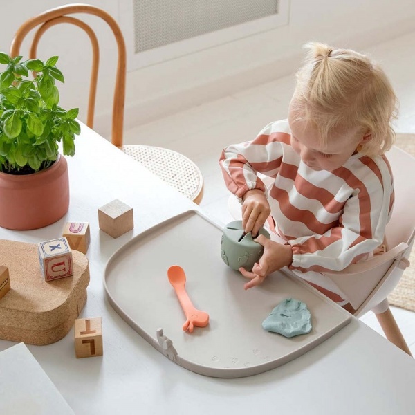 Bavoir manches longues 6-18 mois stripes bleu Done by deer