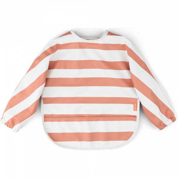 Bavoir manches longues 6-18 mois stripes papaye Done by deer