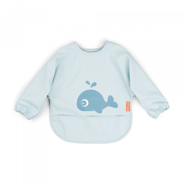 Bavoir à manches longues 6-18 mois wally bleu Done by deer