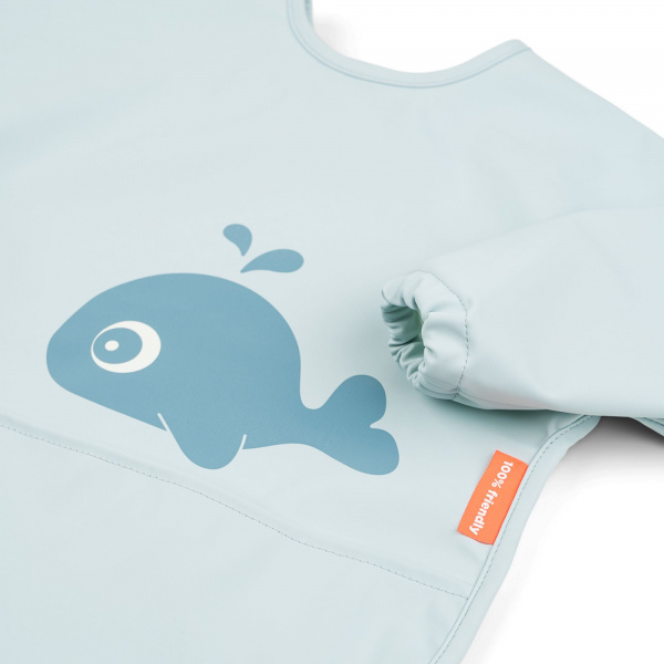 Bavoir à manches longues 6-18 mois wally bleu Done by deer