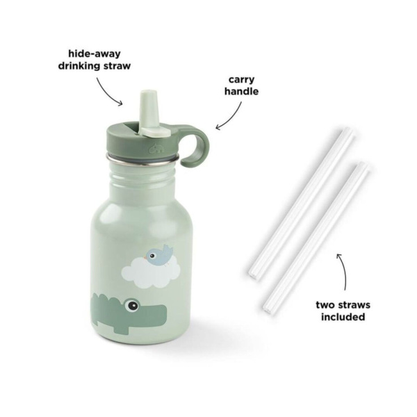 Gourde en inox avec paille playground 350 ml vert Done by deer