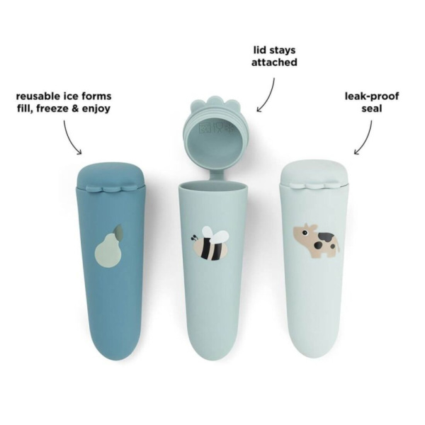 Lot de 3 moules à glace en silicone dotti bleu Done by deer