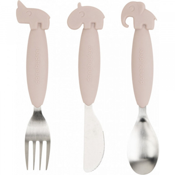 Lot de 3 couverts 3 easy-grip deer friends rose Done by deer