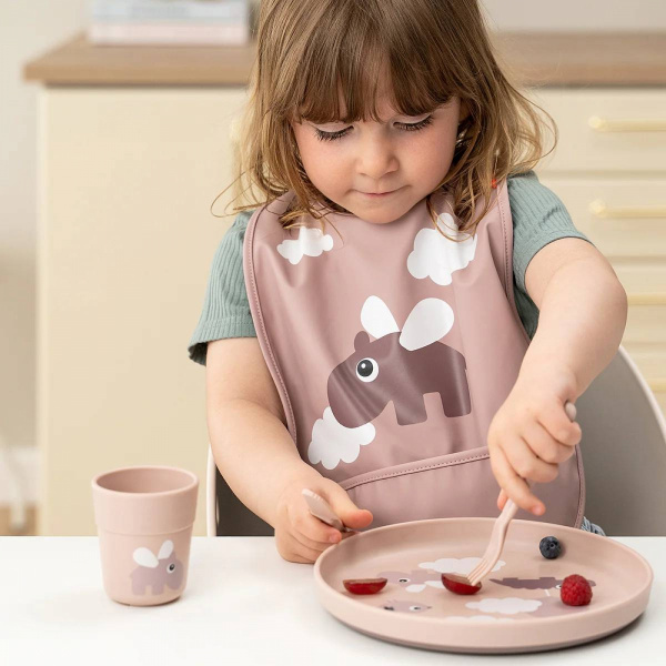 Assiette bébé foodie happy clouds rose Done by deer