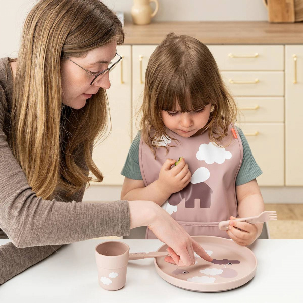 Assiette bébé foodie happy clouds rose Done by deer