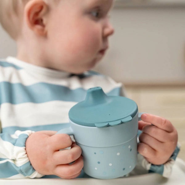 Tasse d'apprentissage happy dots bleu Done by deer