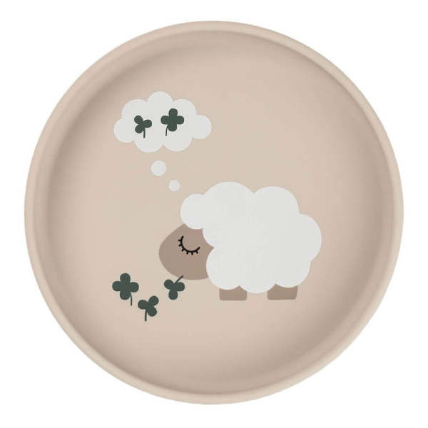 Assiette stick & stay en silicone tiny farm sable Done by deer