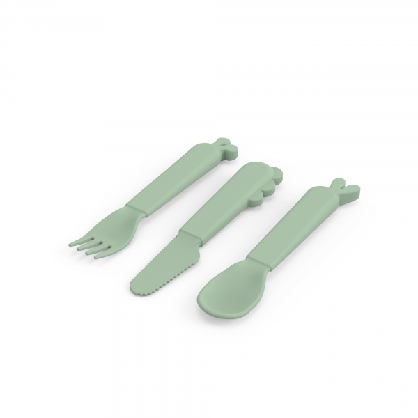 Lot de 3 couverts en silicone deer friends vert Done by deer