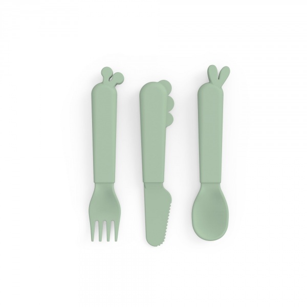 Lot de 3 couverts en silicone deer friends vert Done by deer
