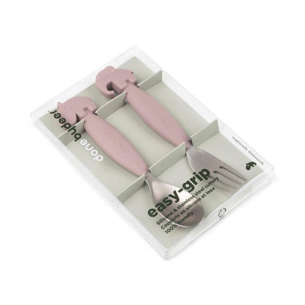 Set de 2 couverts easy-grip deer friends rose Done by deer