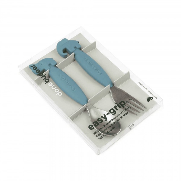 Set de 2 couverts easy-grip deer friends bleu Done by deer