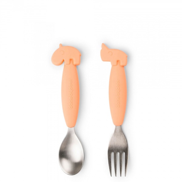 Set de 2 couverts easy-grip deer friends corail Done by deer